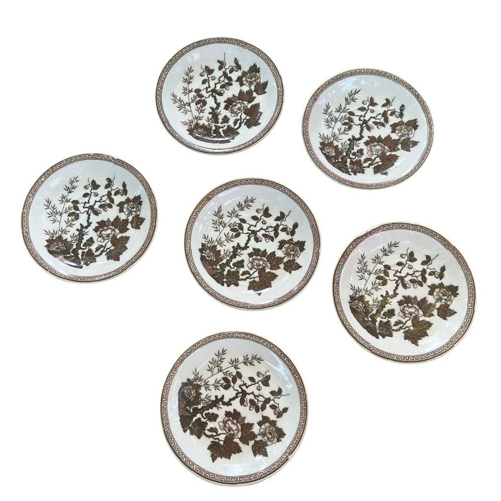 Vtg Lot of 6 NASCO INDIAN TREE White Porcelain Small Saucers Wall Plates Japan